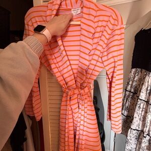 Striped Orange and White Women's Robe